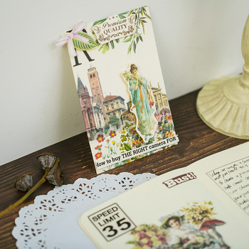 Pachet cu autocolante din hârtie washi Yu Xian – seria „O poveste din trecut“ – flori și plante retro, autocolante pentru jurnal DIY – 10 stiluri