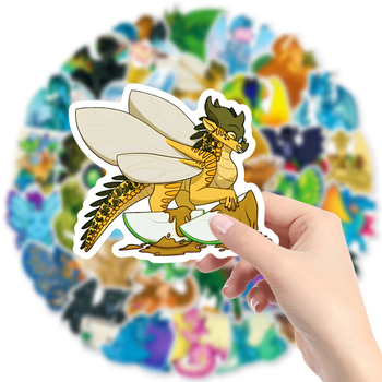 50 autocolante graffiti cu dragon cu aripi de foc pentru caiet și trotinetă electrică – autocolante decorative impermeabile