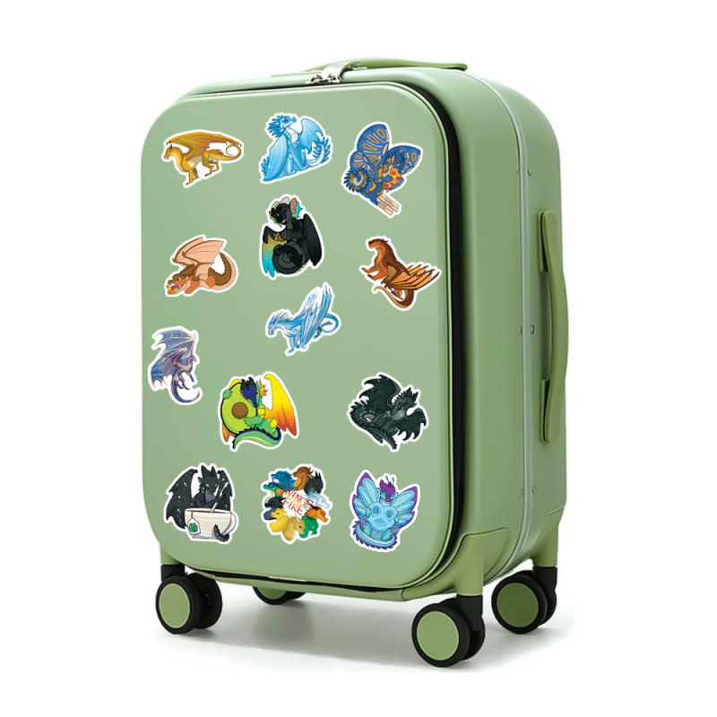 50 autocolante graffiti cu dragon cu aripi de foc pentru caiet și trotinetă electrică – autocolante decorative impermeabile