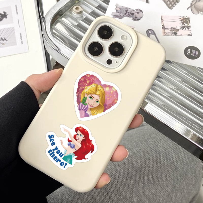 Set de 50 autocolante drăguțe cu personaje de prințese pentru caiete, valize și huse de telefoane
