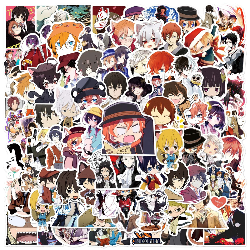 100 autocolante graffiti Bungo Stray Dogs – etichete PVC rezistente la apă pentru bagaje, caiete, skateboard și cască