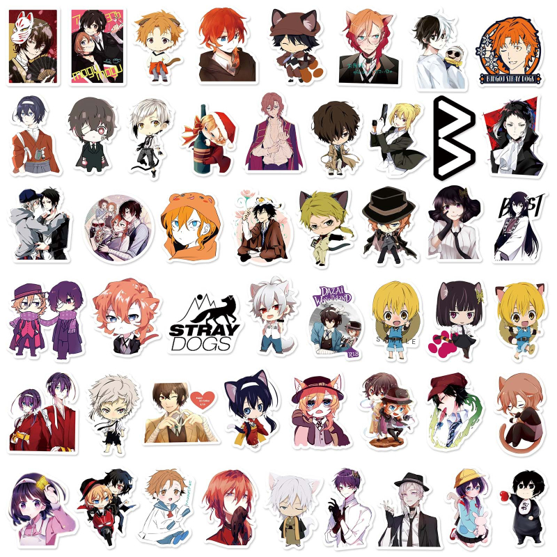100 autocolante graffiti Bungo Stray Dogs – etichete PVC rezistente la apă pentru bagaje, caiete, skateboard și cască