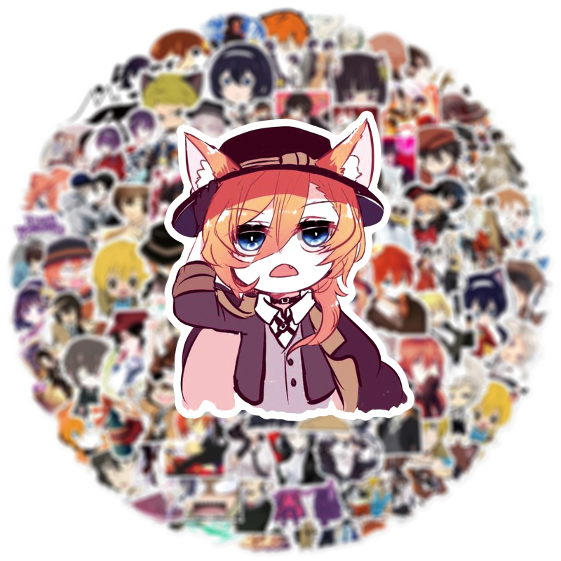 100 autocolante graffiti Bungo Stray Dogs – etichete PVC rezistente la apă pentru bagaje, caiete, skateboard și cască