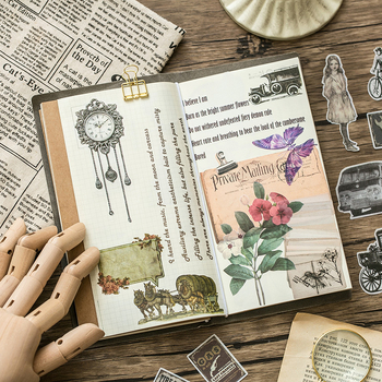 Seria Povestiri din Trecut: pachet de autocolante din hârtie Washi pentru jurnale și albume — autocolante decorative DIY, 10 modele