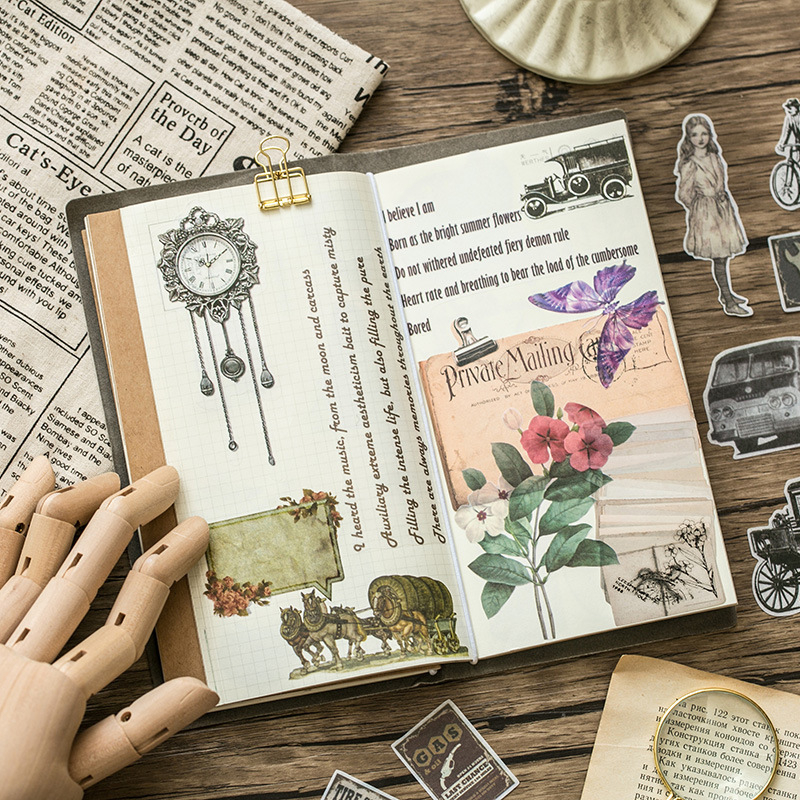 Seria Povestiri din Trecut: pachet de autocolante din hârtie Washi pentru jurnale și albume — autocolante decorative DIY, 10 modele