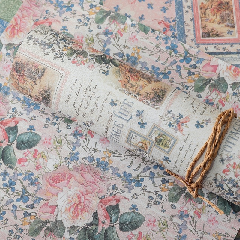 Stamperia hârtie pentru jurnal: Viață rurală, curte cu flori și plante, stil retro, 10 coli pentru decorarea jurnalului
