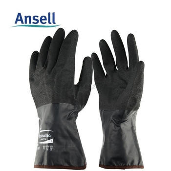 Andel 58-270 AlphaTEC mănuși de unică folosință din nitril cu strat de acoperire antiderapantă și rezistentă la substanțe chimice, căptușeală din bumbac fără cusături, lungime 305 mm