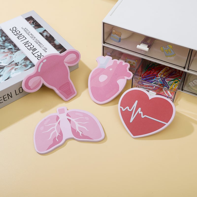 Set de sticky notes cu temă medicală și blocnotes în forme variate pentru planificare creativă
