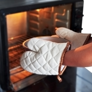 Mănuși albe din bumbac, rezistente la temperaturi înalte, cu grosime suplimentară, pentru cuptor și cuptor cu microunde, pentru coacere, mărime mică