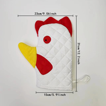Mănuși de cuptor, în formă de cocoș, design desene animate, rezistente la căldură