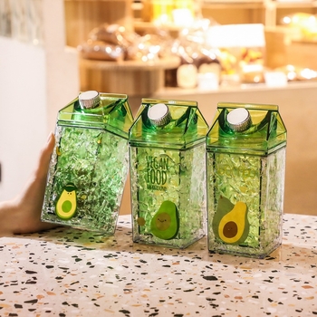 Cană izolată cu două pereți, cu pai, culoare avocado, cană cu gheață zdrobită pentru vară