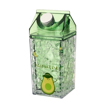 Cană izolată cu două pereți, cu pai, culoare avocado, cană cu gheață zdrobită pentru vară