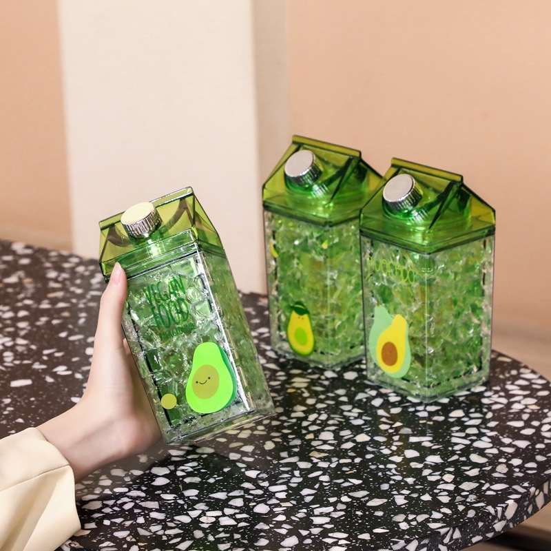 Cană izolată cu două pereți, cu pai, culoare avocado, cană cu gheață zdrobită pentru vară