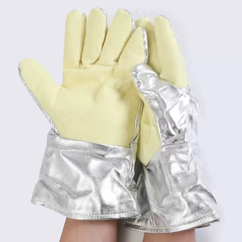 Kason YERR15-34 Mănuși de lucru rezistente la temperaturi înalte, 500°C, protecție împotriva radiației termice cu folie de aluminiu pentru cuptoarele de turnătorie