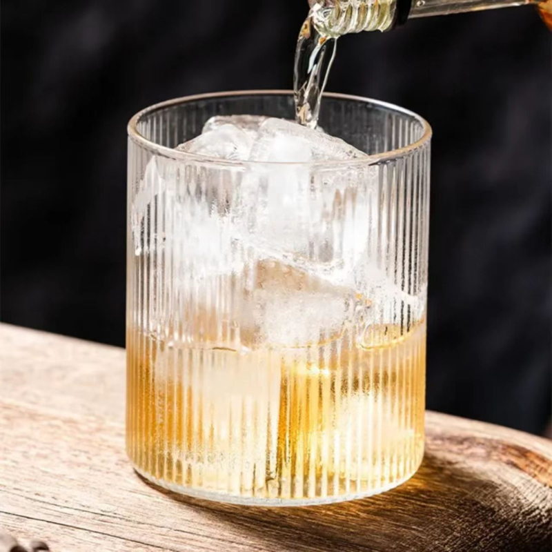 Pahar din plastic PS cu dungi verticale, schimbă culoarea, potrivit pentru bar și uz casnic, rezistent la temperaturi, 201–300 ml