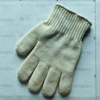 Mănuși rezistente la temperaturi înalte, amestec aramidă-bumbac, Micro-gradient, 23 cm lungime, albe, mărimea M