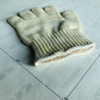 Mănuși rezistente la temperaturi înalte, amestec aramidă-bumbac, Micro-gradient, 23 cm lungime, albe, mărimea M
