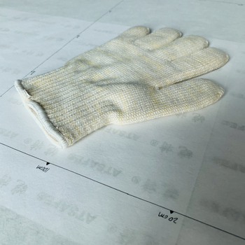 Mănuși rezistente la temperaturi înalte, amestec aramidă-bumbac, Micro-gradient, 23 cm lungime, albe, mărimea M