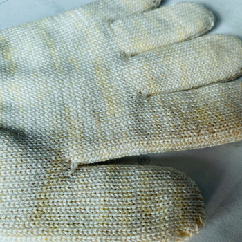 Mănuși rezistente la temperaturi înalte, amestec aramidă-bumbac, Micro-gradient, 23 cm lungime, albe, mărimea M