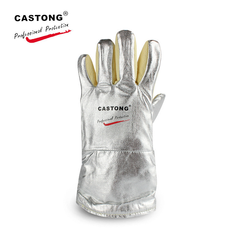 Caston YERR1534 Mănuși economice de înaltă temperatură cu folie de aluminiu, izolație la 500°C, anti-arzire, pentru sudură și turnare