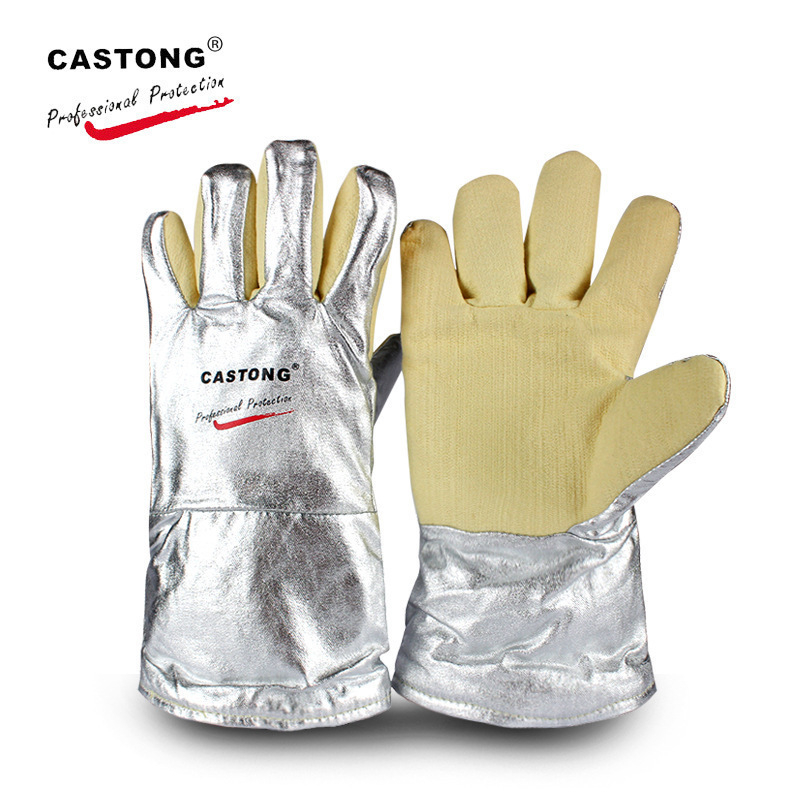 Caston YERR1534 Mănuși economice de înaltă temperatură cu folie de aluminiu, izolație la 500°C, anti-arzire, pentru sudură și turnare