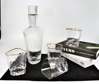 Set minimalist din sticlă pentru sake și pahare, cu model ciocănit triunghiular, pentru uz casnic, 201-300 ml, decor showroom