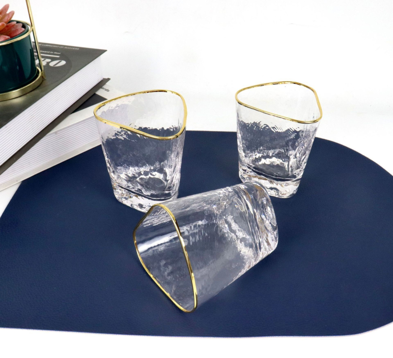 Set minimalist din sticlă pentru sake și pahare, cu model ciocănit triunghiular, pentru uz casnic, 201-300 ml, decor showroom
