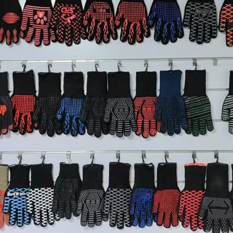 Mănuși din aramidă pentru temperaturi înalte, rezistente la foc, cu silicon, pentru grătar, coacere și cuptor cu microunde