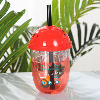 True Virtue 450 ml pahar plastic cu pereți dubli, izolat, capac și siglă, pai