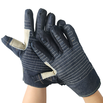 Mănuși de cuptor cu cinci degete, din bumbac, din canvas și denim, izolante și rezistente la temperaturi înalte pentru coacere