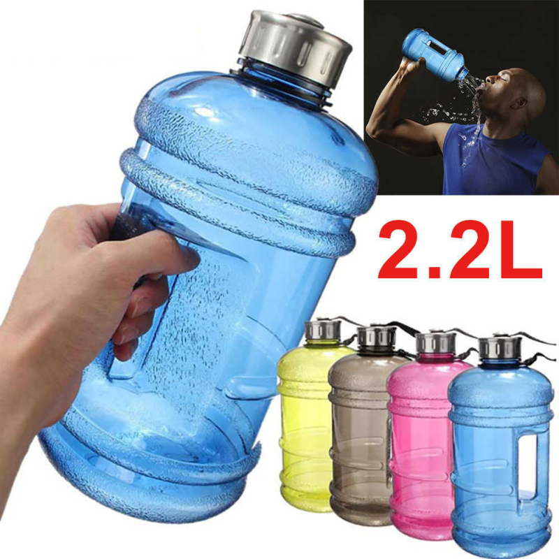 Sticlă de apă din plastic, 2.2 L, personalizabilă cu imaginea dvs., pentru fitness, cu pereți dubli și etanșare