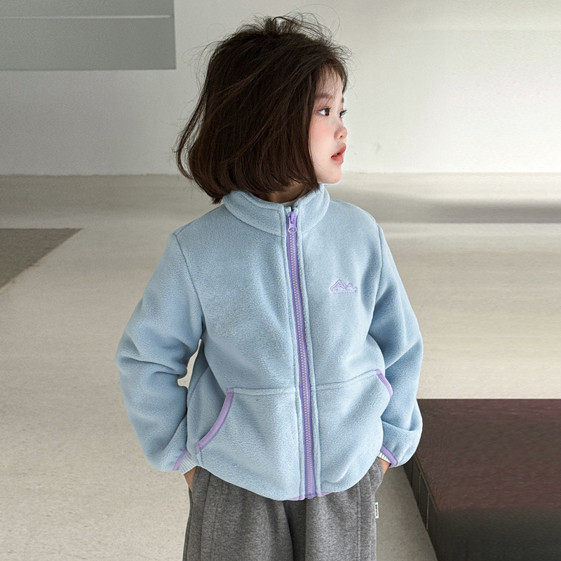 Lányok őszi kabátja 2026 – dupla oldalú fleece, antistatikus, 300 g meleg kabát cipzárral