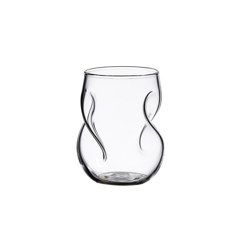 Pahar din sticlă borosilicată cu model în spirală, pentru apă, ceai, bere, whiskey și cafea, cu capac