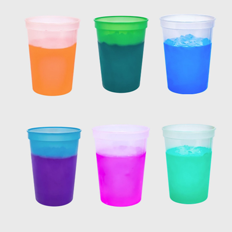 Pahar din plastic care își schimbă culoarea în funcție de temperatură, 16 oz, pătrat, PP