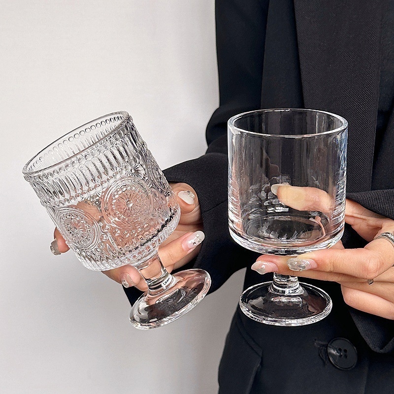 Magas lábú üveg otthoni használatra – minimalist design, víz, gyümölcslé, kávé és whiskey pohár