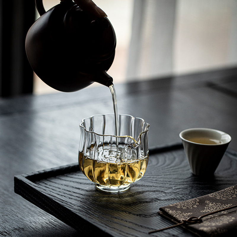 Ceainic mic din sticlă borosilicat, design Zen lotus japonez, vas de servire rezistent la căldură