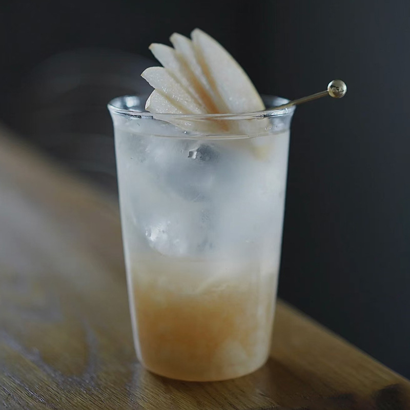 Pahar de sticlă, în stil Ins, pentru iced Americano latte, rezistent la temperaturi înalte, design minimalist, potrivit pentru cafea, apă, lapte sau suc.