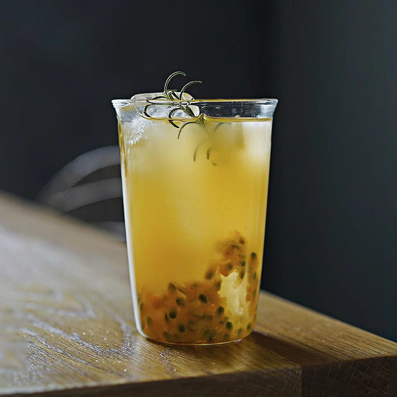 Pahar de sticlă, în stil Ins, pentru iced Americano latte, rezistent la temperaturi înalte, design minimalist, potrivit pentru cafea, apă, lapte sau suc.