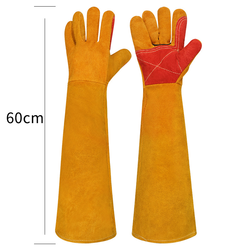 60 cm produžene kožne rukavice za zavarivanje, potpuno kožne, otporne na habanje, zaštita od opeklina i prskanja pri zavarivanju