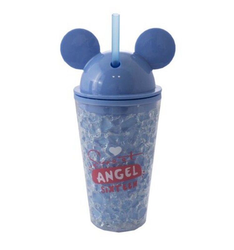 Cană din plastic cu dublu perete, personalizabilă, cu pai, pentru băuturi reci, sucuri și cafea