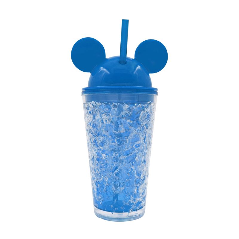 Cană din plastic cu dublu perete, personalizabilă, cu pai, pentru băuturi reci, sucuri și cafea