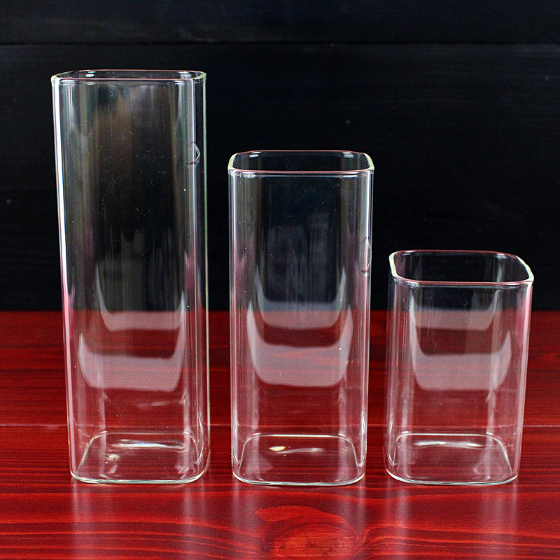 Pahar pătrat din sticlă borosilicat, cu logo, design creativ pentru mic dejun acasă