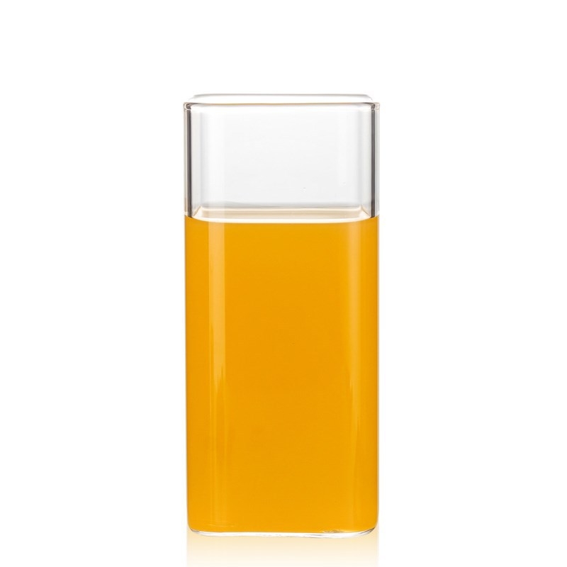 Pahar pătrat din sticlă borosilicat, cu logo, design creativ pentru mic dejun acasă