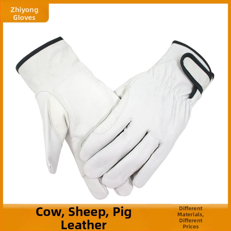 Mănuși din piele de oaie pentru sudură și grădinărit – mănuși de protecție, reutilizabile, cu suport pentru palmă, mărimi M/L/XL, lungime 23,5 cm