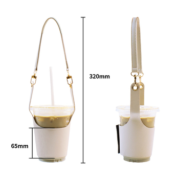 Suport din PU piele personalizat pentru cană, curea Velcro detașabilă – husă izolatoare portabilă pentru ceai și cafea