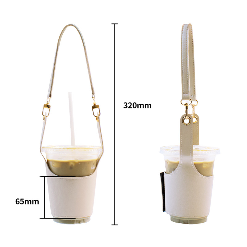 Suport din PU piele personalizat pentru cană, curea Velcro detașabilă – husă izolatoare portabilă pentru ceai și cafea