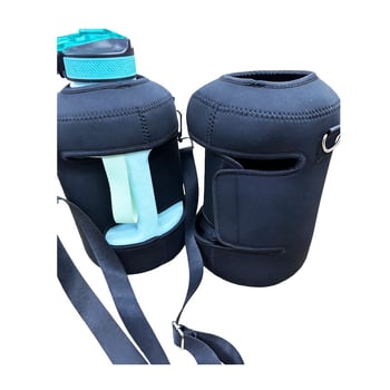 Geantă pentru sticlă de apă destinată fitness-ului, husă izolatoare, material diving, curea crossbody, capacitate mare pentru exterior