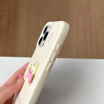 Husă din silicon pentru iPhone, cu design de câine cartoon în buline, protecție anti-cădere, acoperire completă, lucrată manual, stil creativ
