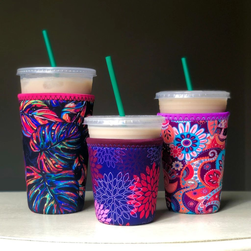 Set de husă pentru pahare din material scuba pentru ceai cu lapte, pahare cu mâner, husă pentru gheață, husă pentru corn de înghețată și ceașcă de cafea