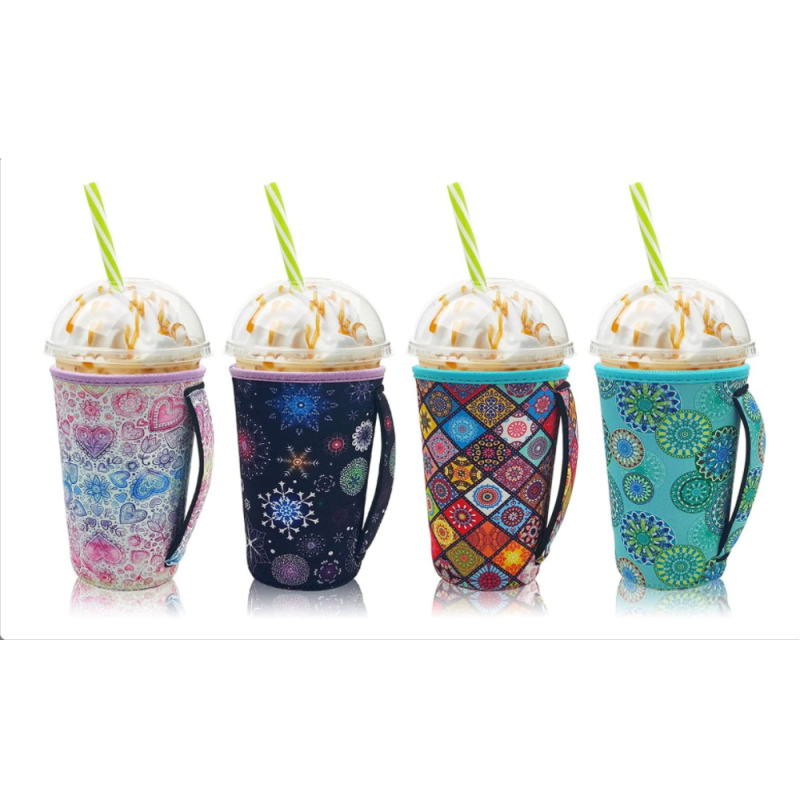 Set de husă pentru pahare din material scuba pentru ceai cu lapte, pahare cu mâner, husă pentru gheață, husă pentru corn de înghețată și ceașcă de cafea